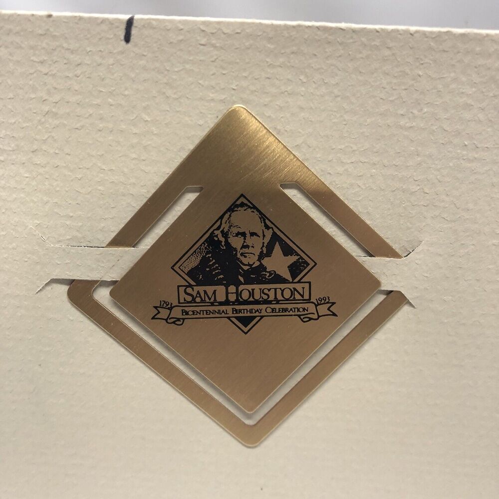 Sam Houston Bicentennial 1993 Metal Bookmark Texas History Commemorative Gift